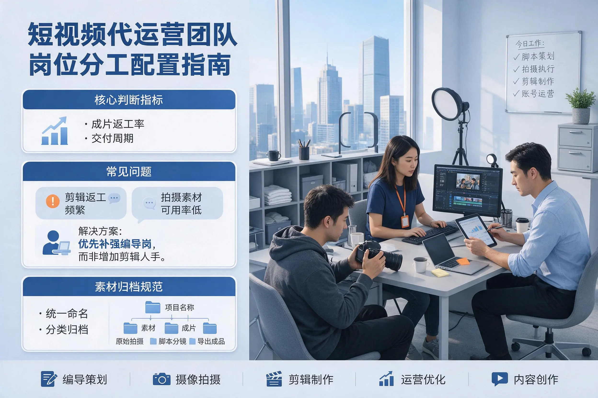 短视频代运营团队如何配置？赣州企业岗位分工科普说明
