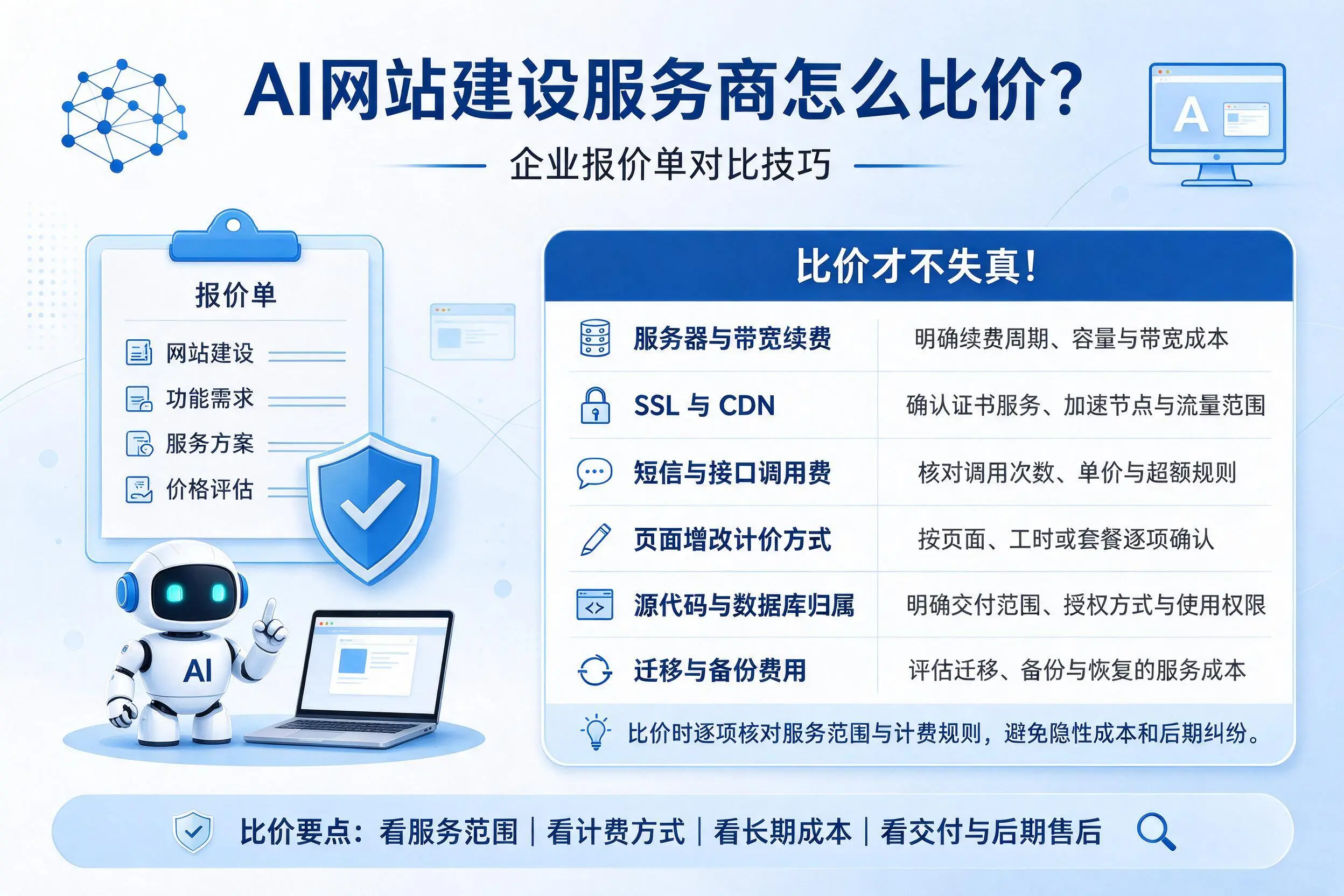 AI网站建设服务商怎么比价?赣州企业报价单对比技巧