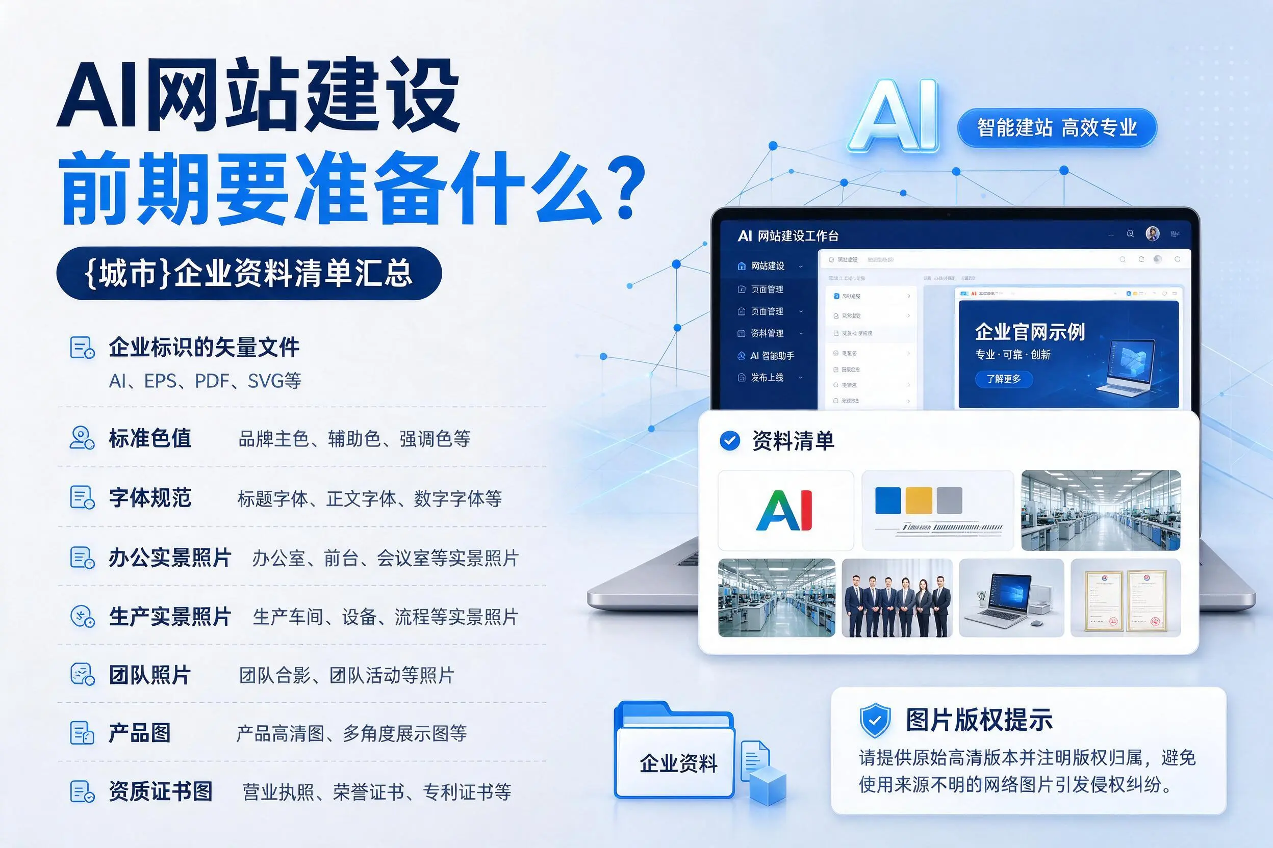 AI网站建设前期要准备什么?赣州企业资料清单汇总